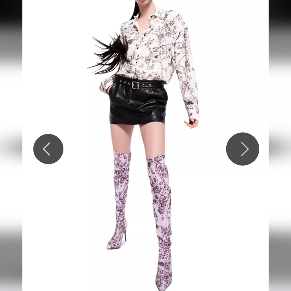 PINKO Corisha Tattoo Print Crepe Blouse - Picture 6 of 13